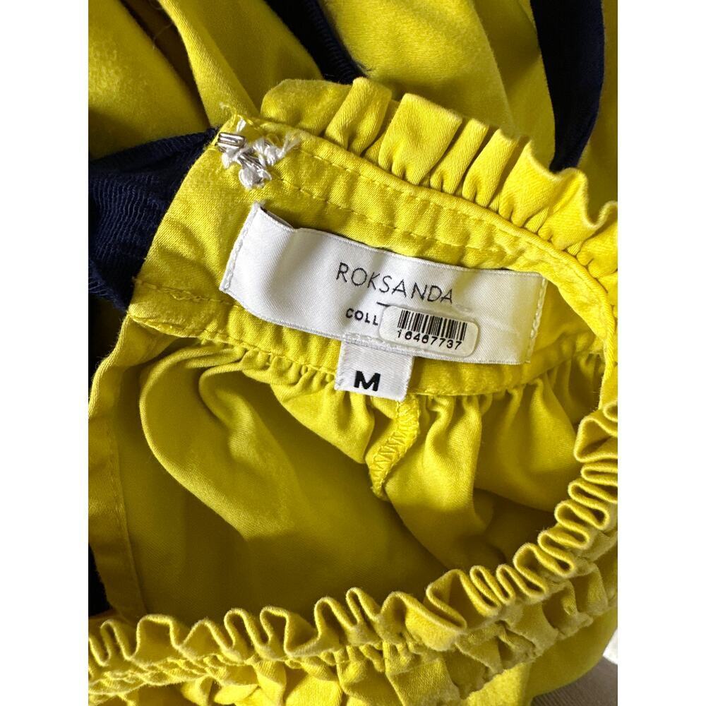 Roksanda Mini Dress Short Sleeve Mock Neck Relaxed Fit Yellow Black Bow Back M - Picture 6 of 10